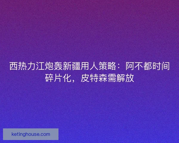 西热力江炮轰新疆用人策略：阿不都时间碎片化，皮特森需解放