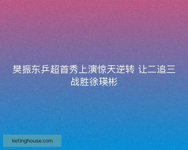 樊振东乒超首秀上演惊天逆转 让二追三战胜徐瑛彬 樊振东乒超首秀上演惊天逆转 让二追三战胜徐瑛彬