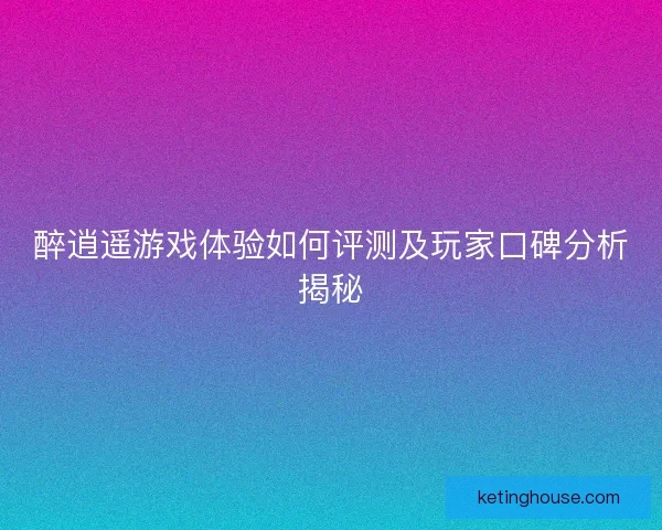 醉逍遥游戏体验如何评测及玩家口碑分析揭秘
