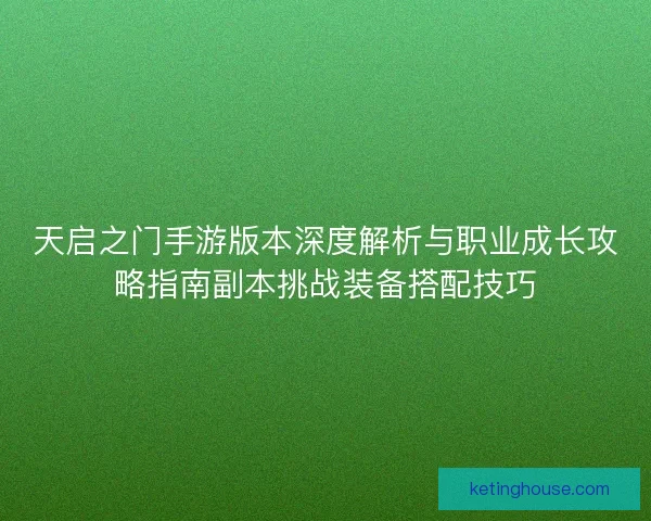 天启之门手游版本深度解析与职业成长攻略指南副本挑战装备搭配技巧