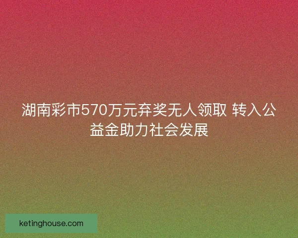湖南彩市570万元弃奖无人领取 转入公益金助力社会发展